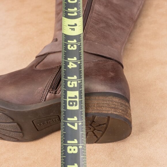 Born Women Saddler Brown Leather Wide Calf Riding Strap Knee Boots sz 9 - Picture 7 of 10